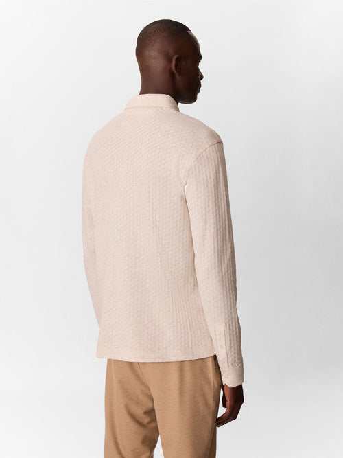Polo manches longues regular en coton écru - 2 - Father & Sons   - 3 