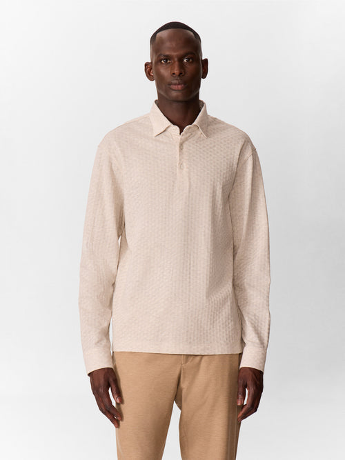 Polo manches longues regular en coton écru - 1 - Father & Sons   - 3 