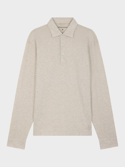 Polo manches longues regular en coton écru - Father & Sons   - 1 