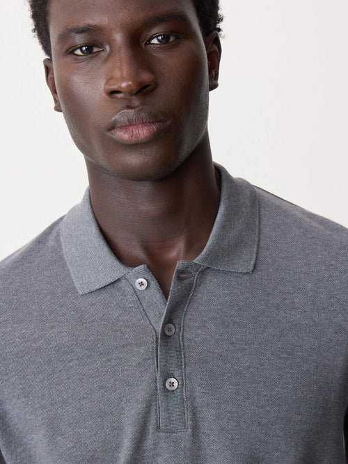 Polo manches longues slim en coton gris - Father & Sons   - 3 