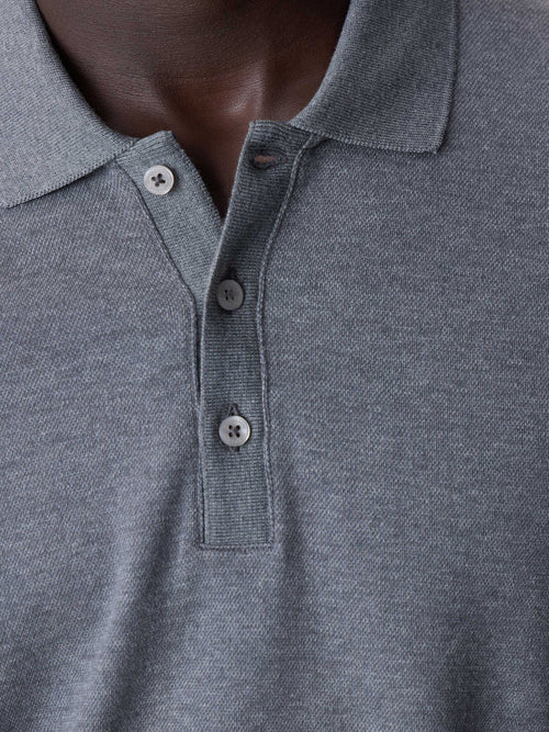 Polo manches longues slim en coton gris - Father & Sons   - 4 