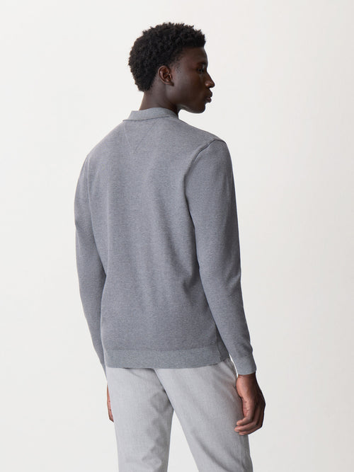 Polo manches longues slim en coton gris - 2 - Father & Sons   - 4 