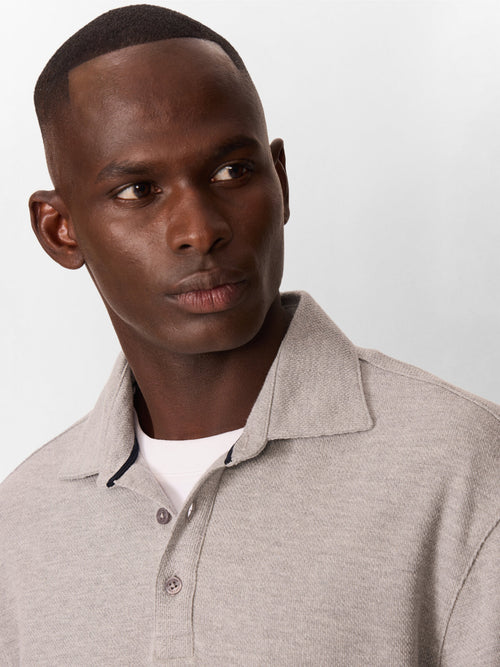 Polo manches longues regular en coton mélangé gris - 1 - Father & Sons   - 10 