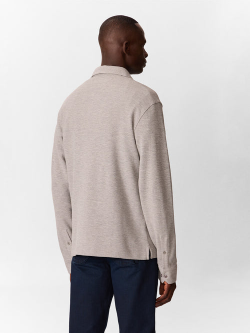 Polo manches longues regular en coton mélangé gris - 2 - Father & Sons   - 10 