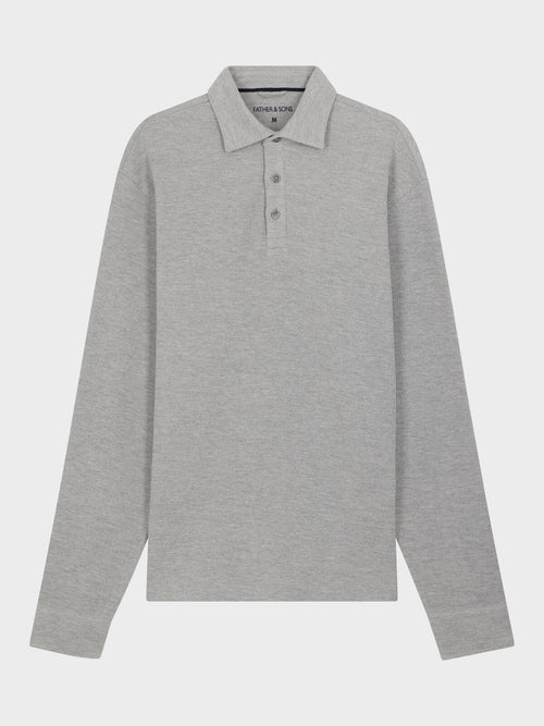 Polo manches longues regular en coton mélangé gris - Father & Sons   - 1 