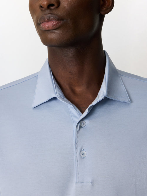 Polo manches longues slim en coton bleu ciel - Father & Sons   - 3 