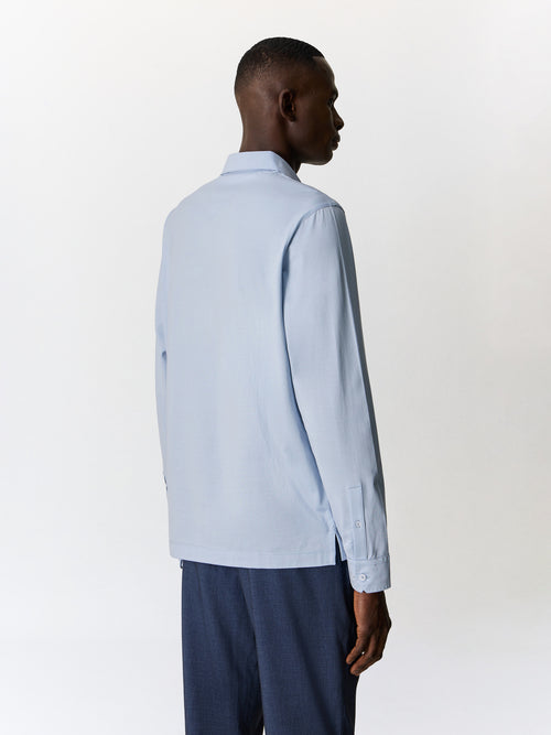 Polo manches longues slim en coton bleu ciel - 2 - Father & Sons   - 1 