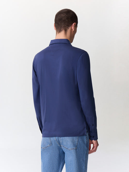 Polo manches longues slim en coton bleu indigo - 2 - Father & Sons   - 3 