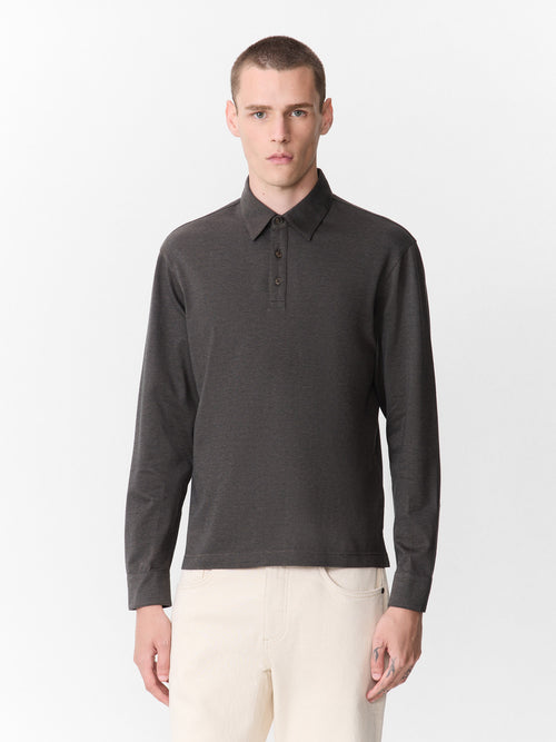 Polo manches longues slim en coton kaki - 1 - Father & Sons   - 16 