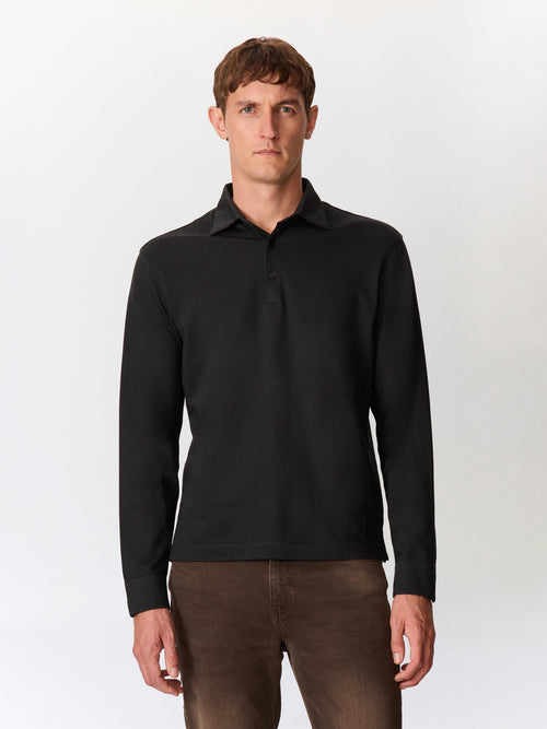 Polo manches longues regular en coton kaki - 1 - Father & Sons   - 12 