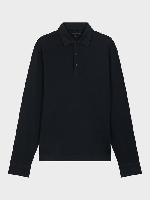 Polo manches longues regular en coton kaki - Father & Sons   - 1 