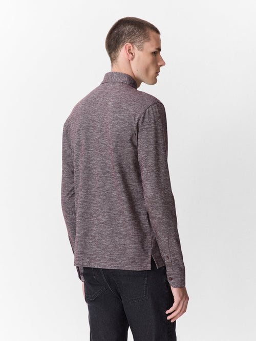Polo manches longues slim en coton bordeaux chiné - 2 - Father & Sons   - 17 