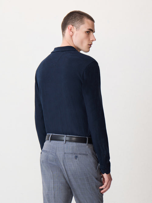 Polo manches longues slim bleu marine - 2 - Father & Sons   - 20 