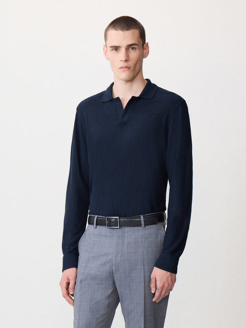 Polo manches longues slim bleu marine - 1 - Father & Sons   - 20 