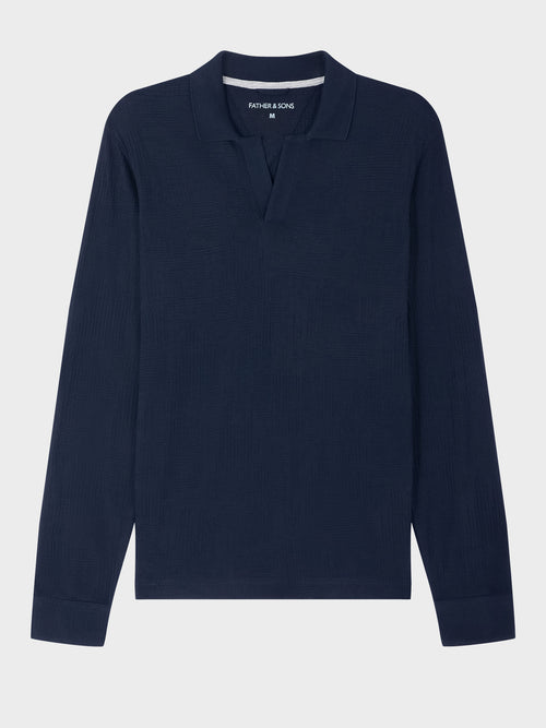 Polo manches longues slim bleu marine - Father & Sons   - 4 