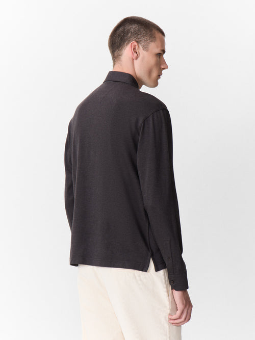 Polo manches longues slim en coton marron - 2 - Father & Sons   - 15 