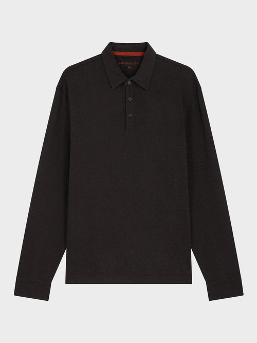 Polo manches longues slim en coton marron - Father & Sons   - 3 
