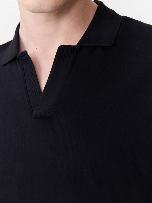 Polo manches longues slim en coton noir - Father & Sons   - 3 
