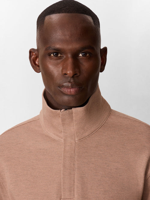 Polo manches longues regular en coton mélangé marron - 1 - Father & Sons   - 11 