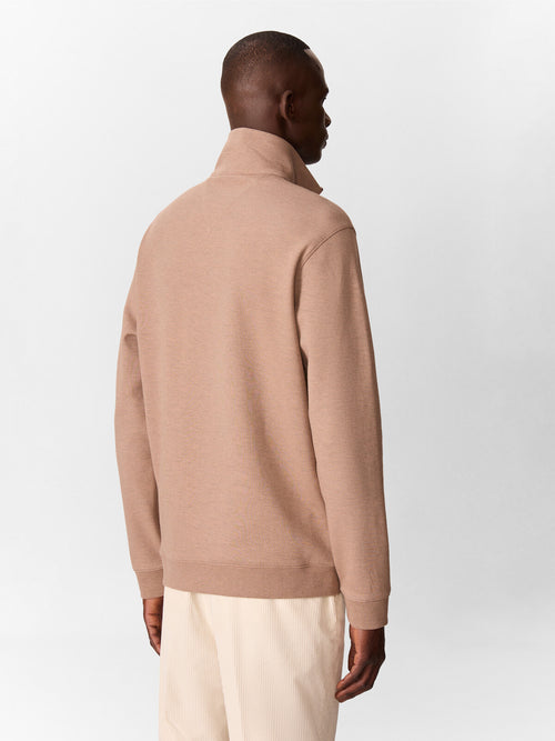 Polo manches longues regular en coton mélangé marron - 2 - Father & Sons   - 11 
