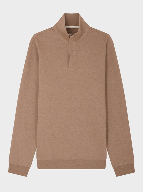 Polo manches longues regular en coton mélangé marron - Father & Sons   - 1 