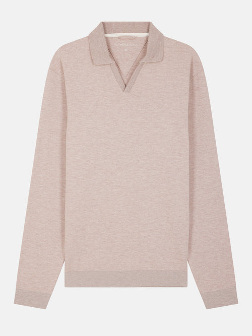 Polo manches longues regular en coton mélangé marron - Father & Sons   - 4 
