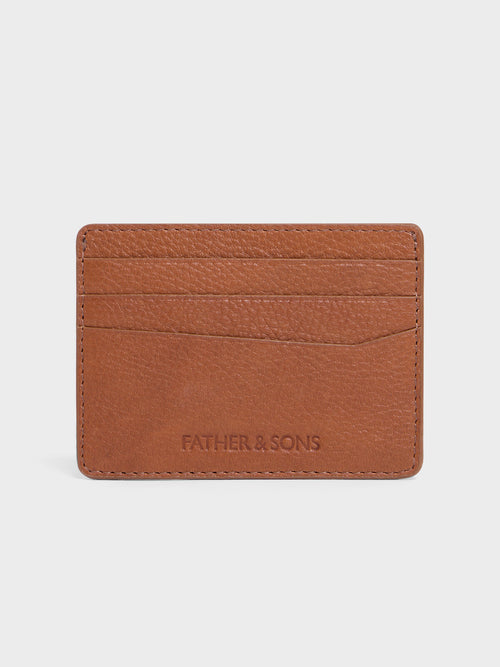 Porte-cartes en cuir grainé cognac - 1 - Father & Sons   - 4 