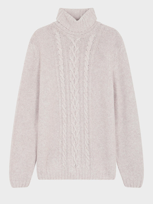 Pull col roulé en laine mélangée beige - Father & Sons   - 4 