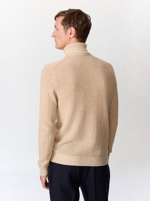 Pull col roulé en laine mélangée beige - Father & Sons   - 2 