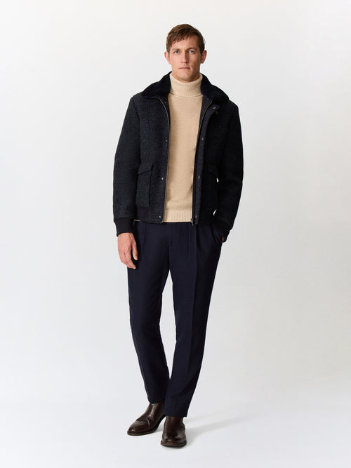 Pull col roulé en laine mélangée beige - Father & Sons   - 4 
