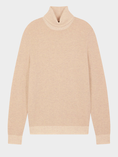 Pull col roulé en laine mélangée beige - Father & Sons   - 5 