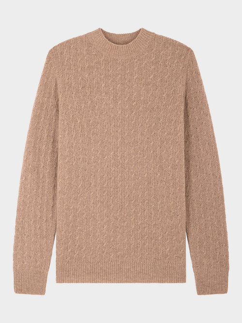 Pull col cheminée en laine mélangée beige - Father & Sons   - 6 