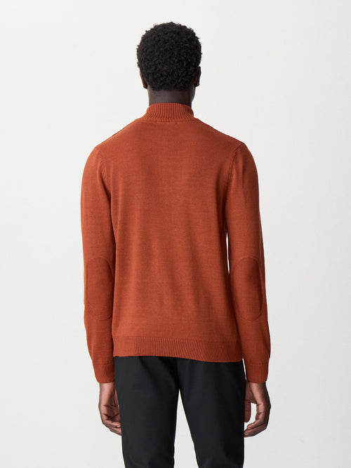 Pull col zippé en laine Mérinos mélangée rouge - 2 - Father & Sons   - 17 