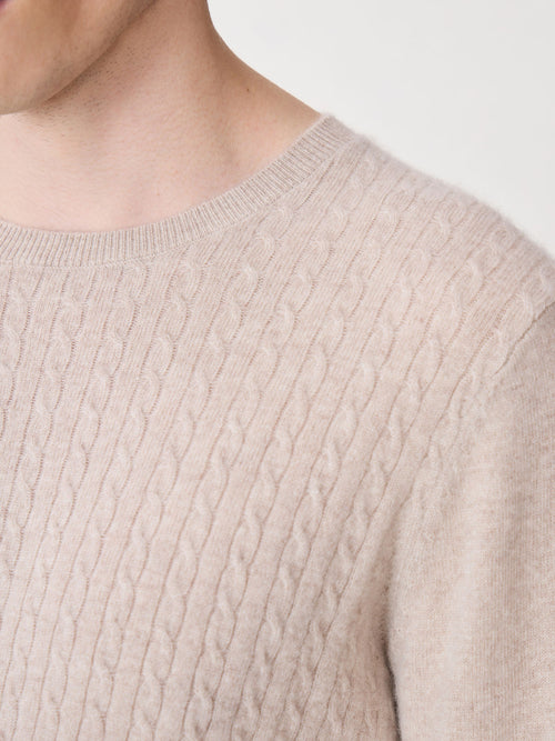 Pull col rond en cachemire beige - Father & Sons   - 3 