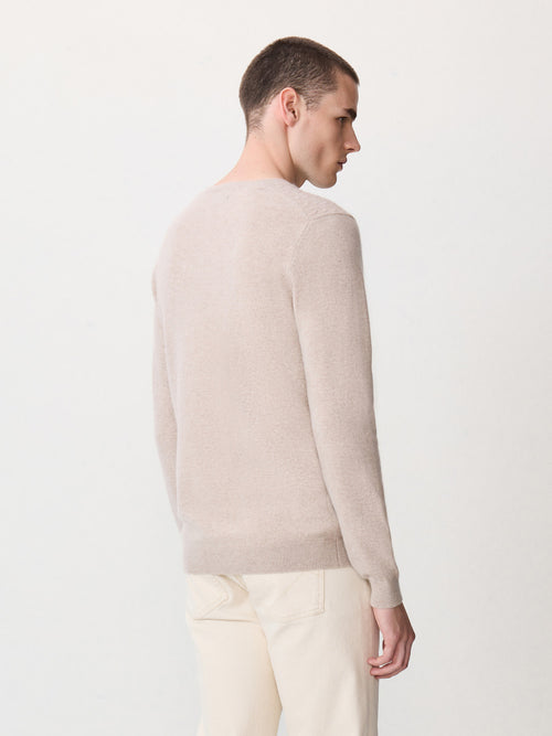 Pull col rond en cachemire beige - 2 - Father & Sons   - 10 