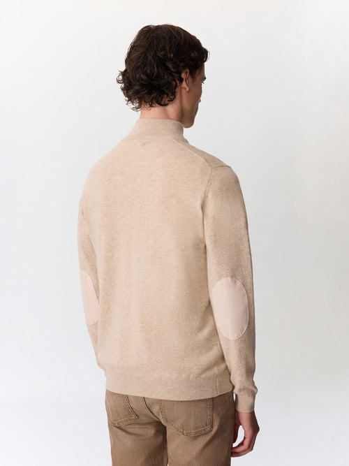 Pull col zippé en cachemire beige - Father & Sons   - 4 