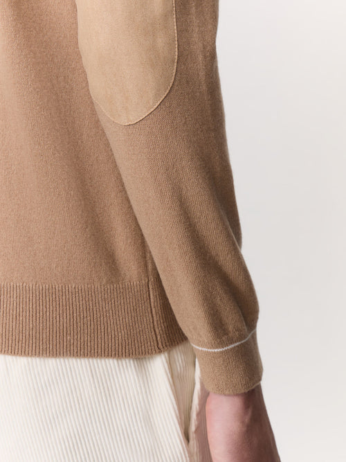 Pull col zippé en cachemire camel - Father & Sons   - 4 