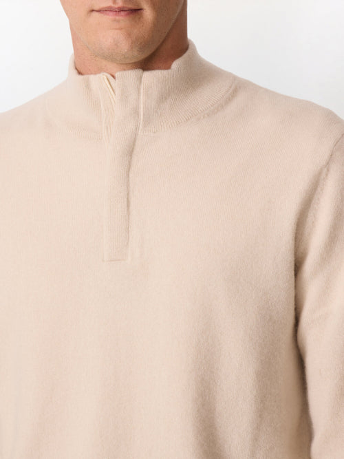 Pull col zippé en cachemire écru - Father & Sons   - 3 