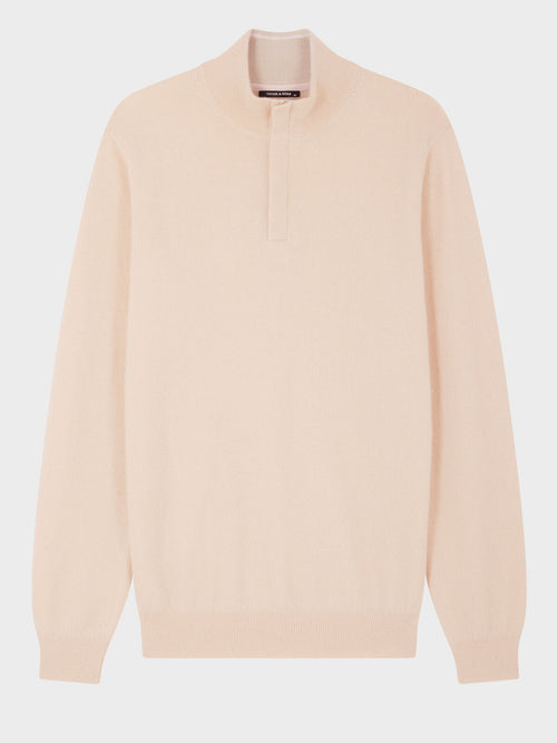 Pull col zippé en cachemire écru - Father & Sons   - 5 