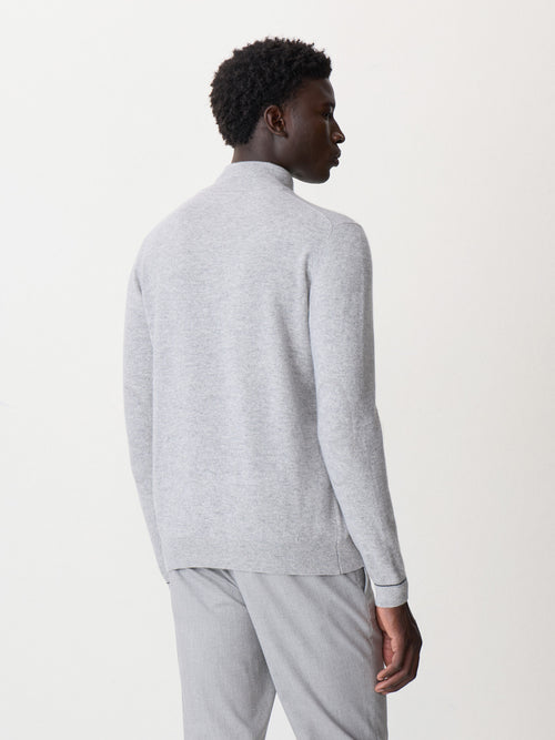 Pull col zippé en cachemire gris - 2 - Father & Sons   - 9 