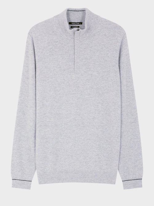 Pull col zippé en cachemire gris - Father & Sons   - 4 