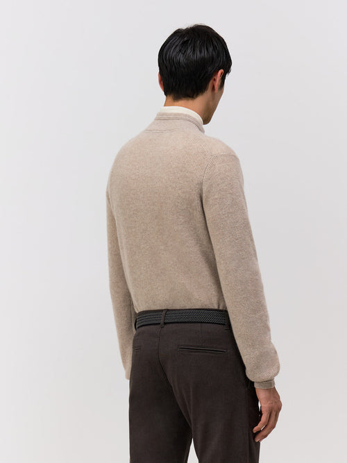 Pull col boutonné en cachemire beige - 2 - Father & Sons   - 4 