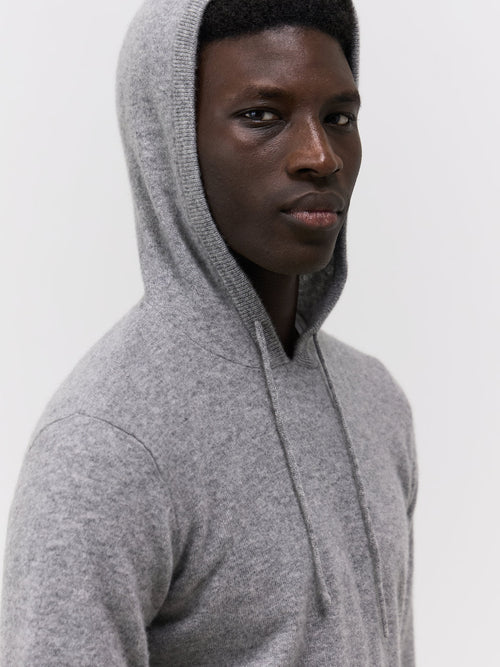 Pull à capuche en cachemire gris - Father & Sons   - 3 