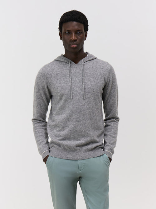 Pull à capuche en cachemire gris - 1 - Father & Sons   - 18 