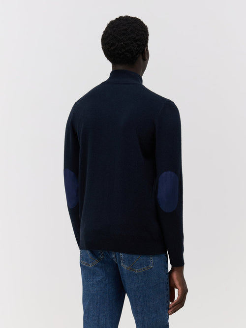 Pull col zippé en cachemire bleu marine - 2 - Father & Sons   - 16 
