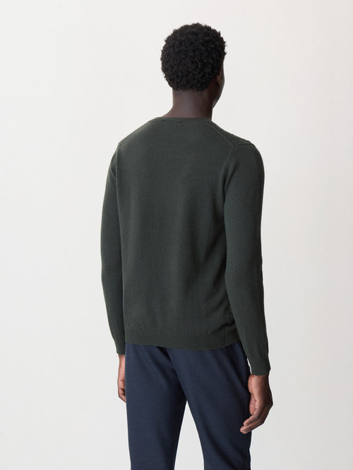 Pull col rond en cachemire kaki - 2 - Father & Sons   - 11 