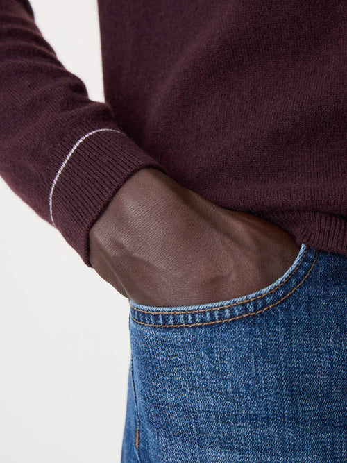 Pull col zippé en cachemire bordeaux - Father & Sons   - 4 