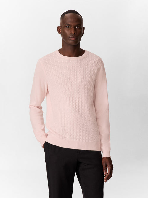 Pull col rond en cachemire rose - 1 - Father & Sons   - 15 