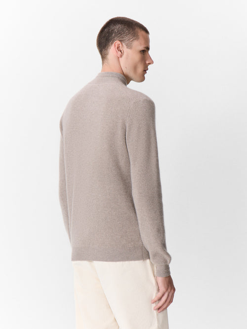 Pull col boutonné en cachemire marron - 2 - Father & Sons   - 6 