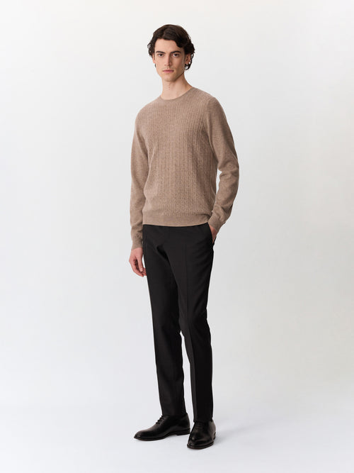 Pull col rond en cachemire marron - Father & Sons   - 4 